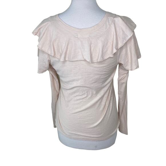 NATION LTD KELSEY RUFFLED ROMANCE TEE Antique Long Sleeve V Neck Small - Picture 16 of 16